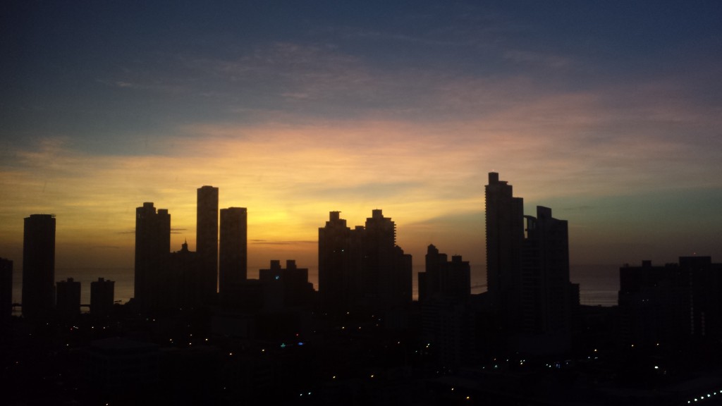 View ud over Panama fra lejlighed solopgang